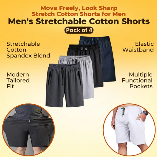 Combo of 4 Men's Stretchable Cotton Shorts